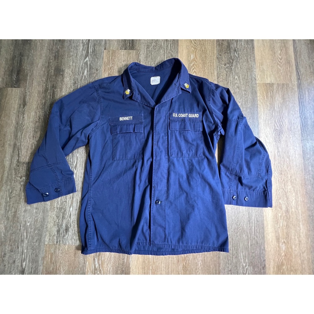 US Coast Guard Utility Shirt Mens 46 Regular Navy Blue Good Military Issue USCG